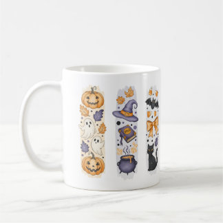 Halloween Collage - Kürbis, Geister, Hexe, Katze - Kaffeetasse