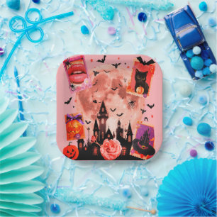 Halloween Collage Soft Feminine Pappteller