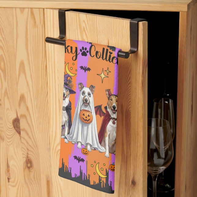 Halloween Collies Geschirrtuch (Drittel gefaltet)