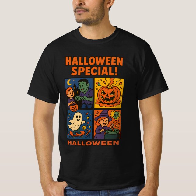 Halloween Comic Vintag Unisex Weibchen T-Shirt (Vorderseite)