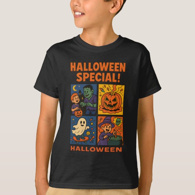 Halloween Comic Vintag Unisex Weibchen T-Shirt (Vorderseite)