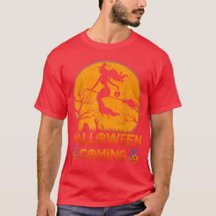 Halloween Coming Hexe Flying Beängstigend Pumpkins T-Shirt