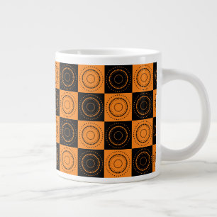 Halloween Concentric Orange and Black Polka Docks Jumbo-Tasse