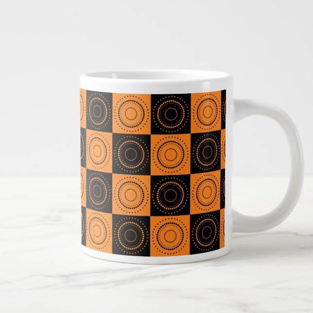 Halloween Concentric Orange and Black Polka Docks Jumbo-Tasse (Rechts)