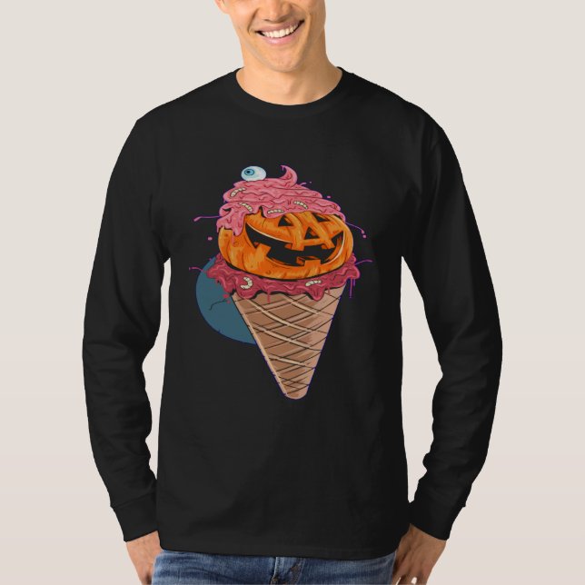 Halloween cones Pumpkin Worms icecream T-Shirt (Vorderseite)