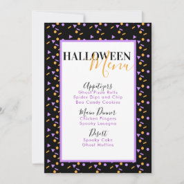 Halloween Confetti Sprinkles Geburtstagsmenü Feiertagskarte