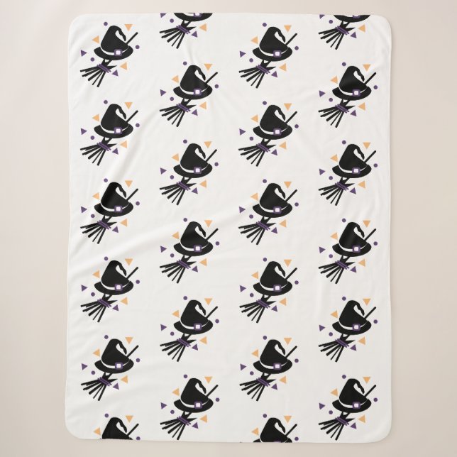 Halloween Confetti Witch Hat und Broom Sherpadecke (Vorderseite)