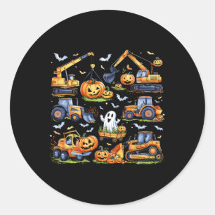 Halloween Construction Vehicle Crane Truck Pumpkin Runder Aufkleber