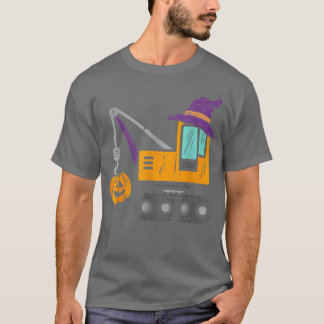 Halloween Construction Vehicle Crane Truck Pumpkin T-Shirt