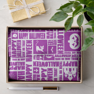 Halloween Cool Typografie Muster Lila Seidenpapier