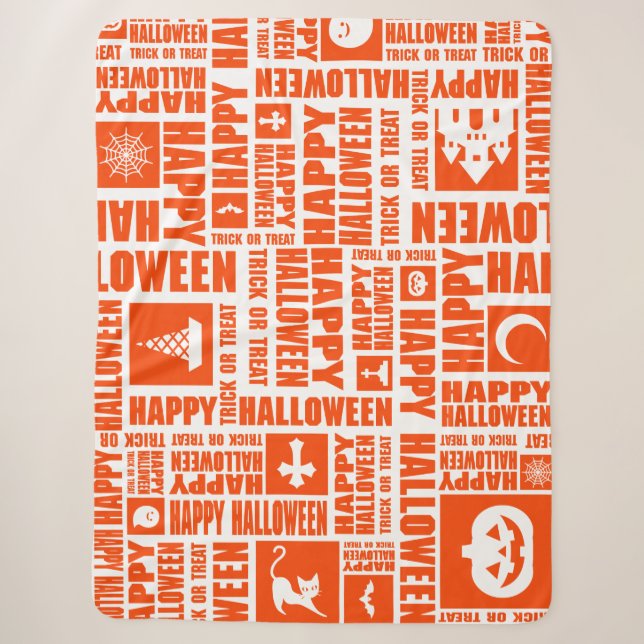 Halloween Cool Typografie Muster Orange Sherpadecke (Vorderseite)