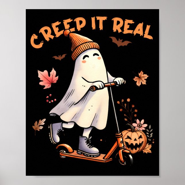 Halloween Cooler Geist Fahrender S Kid Mädchen Jun Poster (Vorne)