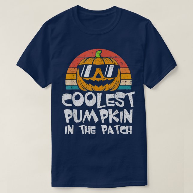 Halloween Cooler Kürbis in den Patchkinderjunge T-Shirt (Design vorne)
