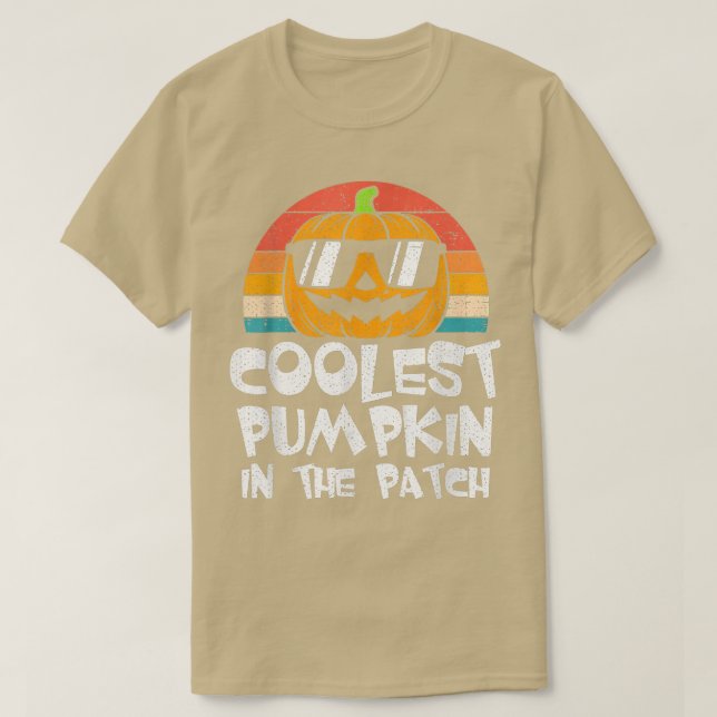 Halloween Cooler Kürbis in den Patchkinderjunge T-Shirt (Design vorne)