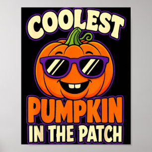 Halloween coolster Kürbis auf dem Feld Kinder Jung Poster