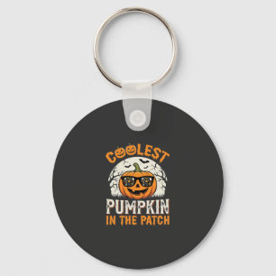 Halloween Coolster Kürbis im Patch-Design Schlüsselanhänger