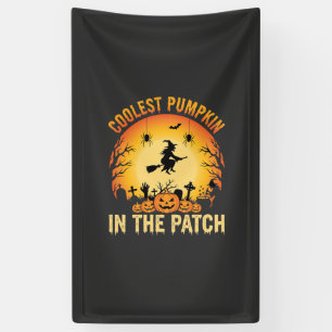 Halloween Coolster Kürbis im Patch Hexen Design Banner
