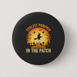 Halloween Coolster Kürbis im Patch Hexen Design Button