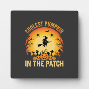 Halloween Coolster Kürbis im Patch Hexen Design Fotoplatte