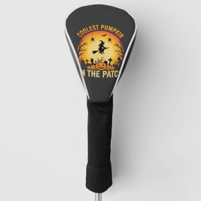 Halloween Coolster Kürbis im Patch Hexen Design Golf Headcover (Vorderseite)