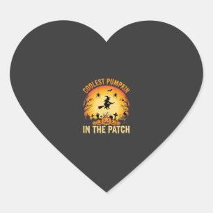Halloween Coolster Kürbis im Patch Hexen Design Herz-Aufkleber