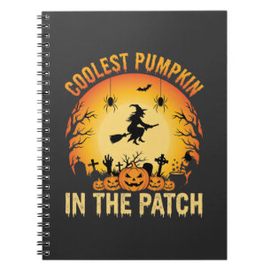 Halloween Coolster Kürbis im Patch Hexen Design Notizblock