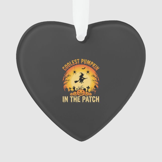 Halloween Coolster Kürbis im Patch Hexen Design Ornament (Vorderseite)
