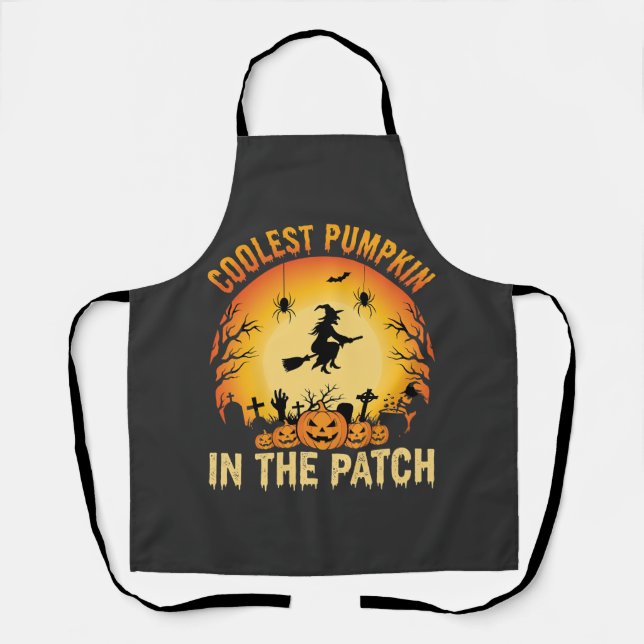 Halloween Coolster Kürbis im Patch Hexen Design Schürze (Vorderseite)