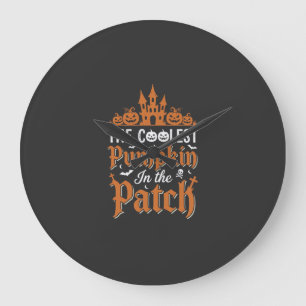 Halloween Coolster Kürbis im Patch Vintage Des Große Wanduhr