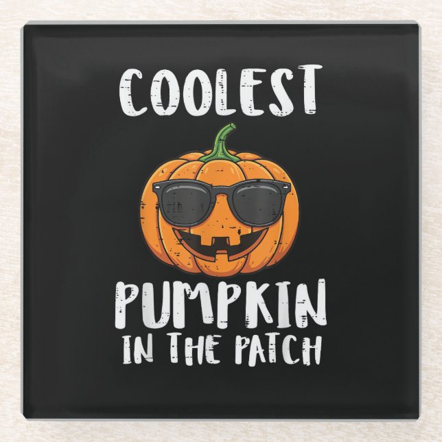 Halloween Coolster Kürbis-Patch-Kostüm Männer Jung Glasuntersetzer (Vorderseite)