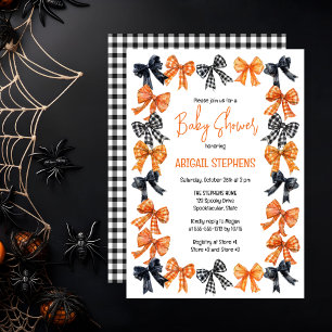 Halloween Coquette Black Orange Bows Baby Dusche Einladung