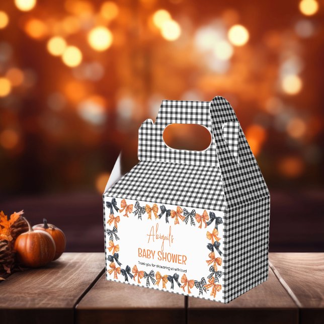 Halloween Coquette Black | Orange Bows Baby Dusche Geschenkschachtel (Halloween Coquette Black and Orange Bows Baby Shower Favor Box)