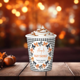 Halloween Coquette Black | Orange Bows Baby Dusche Pappbecher