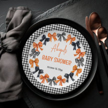 Halloween Coquette Black | Orange Bows Baby Dusche