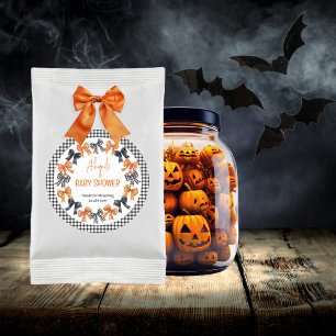 Halloween Coquette Black   Orange Bows Baby Dusche Runder Aufkleber