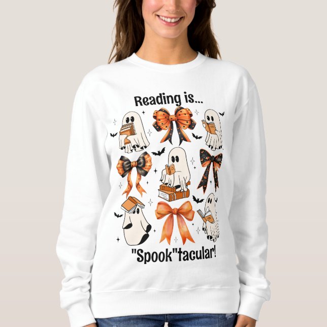 Halloween Coquette Bows und Reading Ghosts Sweatshirt (Vorderseite)