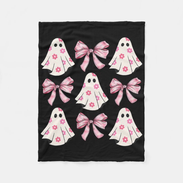 Halloween Coquette Pink Bow Ghost Fleecedecke (Vorderseite)
