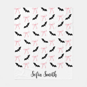 Halloween Coquette rosa Bug und schwarze Fledermäu Fleecedecke