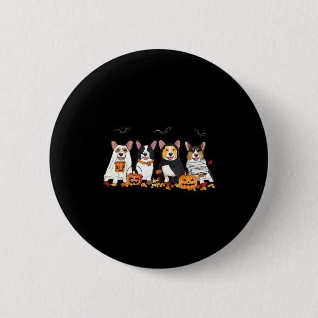 Halloween Corgi Ghost Soky Corgi Lovers Dog Mama P Button (Vorderseite)