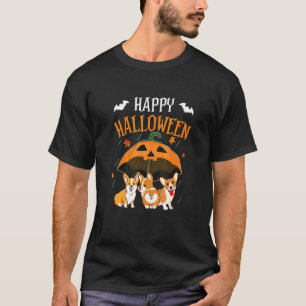 Halloween-Corgi in schrecklichem Regenschirm-Regen T-Shirt