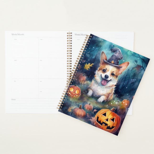 Halloween Corgi mit Pumpkins Beängstigend Planer (Anzeige)