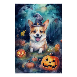 Halloween Corgi mit Pumpkins Beängstigend Poster