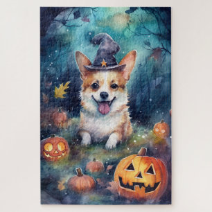 Halloween Corgi mit Pumpkins Beängstigend Puzzle