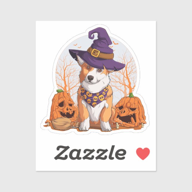 Halloween Corgi Square Sticker (Blatt)