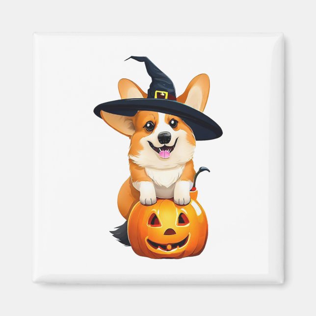 Halloween Corgi Witch Hat Magnet (Vorne)