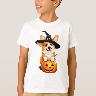 Halloween Corgi Witch Hat T-Shirt