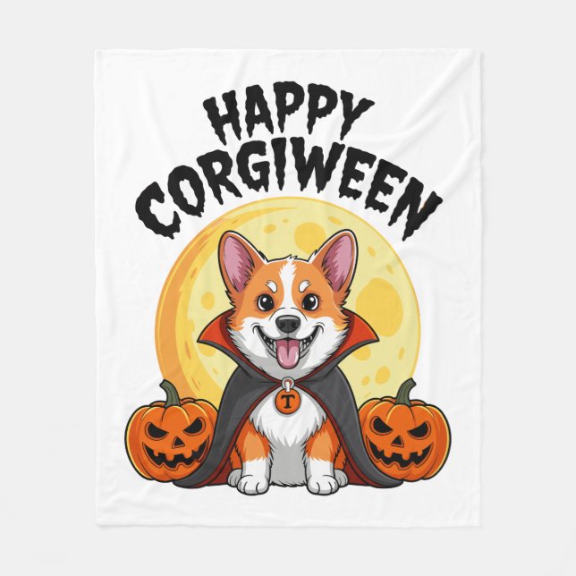 Halloween Corgiween, Spooky Corgi Dog Fleecedecke (Vorderseite)