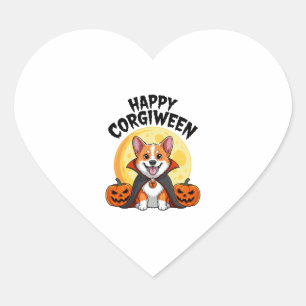 Halloween Corgiween, Spooky Corgi Dog Herz-Aufkleber
