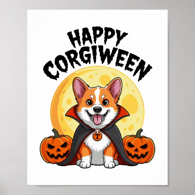Halloween Corgiween, Spooky Corgi Dog Poster (Vorne)