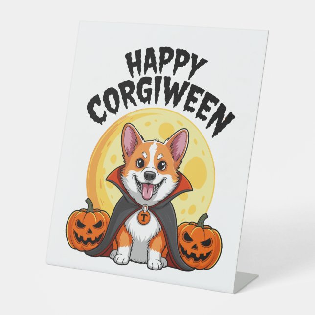 Halloween Corgiween, Spooky Corgi Dog Sockelschild (Vorderseite)